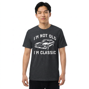 T-shirt graphique « I'm Not Old I'm Classic Car » pour homme, manches courtes, en coton marine, décontracté, coupe classique, imprimé sur le devant - Product Image 3