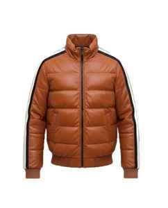 Veste matelassée élégante en cuir véritable, à capuche, avec fermeture éclair, design décontracté pour l'hiver, respirante, confortable, chaleur superposée - Product Image 5