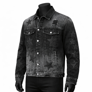 Vintage <b>Denim</b> <b>Jacket</b> <b>Mens</b> Vintage Washed <b>Denim</b> <b>Jacket</b> Classic Streetwear Button Up Cotton Jean <b>Jacket</b> OEM Custom - Product Image 2