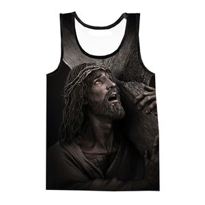 Débardeur pour homme à séchage rapide, respirant et écologique, avec impression numérique 3D de Jésus et impression intégrale personnalisée - Product Image 2