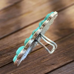 Bague en turquoise style Squash Blossom, bijou statement fait main pour femme, cadeau tendance - Product Image 4