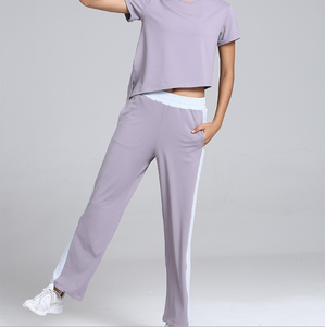 Ensemble de survêtement pour femme tendance, imprimé animal blanc, bandes latérales, tenue décontractée et sportive, manches longues, pantalon à cordon de serrage, deux pièces - Product Image 3