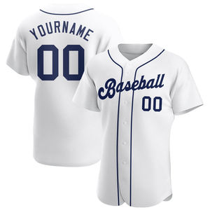 Camiseta de Béisbol Blanca y Azul Marino Personalizada, Auténtica, para Niños, con Nombre y Número Personalizados - Product Image 4