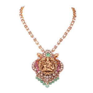 New Launch Gajaah 925 Sterling Silver Lord Ganesha Nakshi & Polki Diamond <b>Necklace</b> | Bridal Heirloom Jewellery <b>Necklace</b> Set - Product Image 3