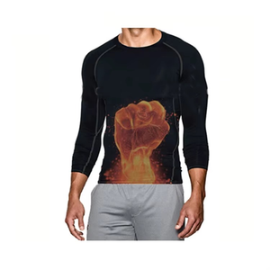 Nouvelle Arrivée 2026 – T-shirt de Compression Respirant à Séchage Rapide en Spandex/Polyester avec Impression Numérique OEM, Orange, pour Homme (Course et Gym) - Product Image 5