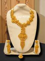 AWAIS HOUSE Nuevo Conjunto de Collar y Pulsera de Latón Chapado en Oro Estilo Hip Hop para Mujer, Regalo para Compromiso, Boda o Fiesta
