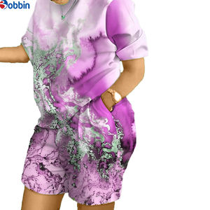 Conjuntos de 2 piezas personalizados de moda de verano para mujer: camiseta y pantalones cortos estampados, chándal informal holgado. - Product Image 4