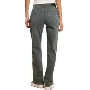 Pantalon en jean décontracté pour femme, coupe droite, taille haute, bleu, en coton doux, confortable, pour usage quotidien, vente en gros, vêtements personnalisés - Product Image 2