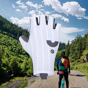 Gants d'été en polyester à demi-doigts, tissés, aérodynamiques, rayés, réglables, à enfiler, unisexes, avec sangle de poignet, amortissants, pour vélo de route et VTT - Product Image 3