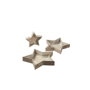 Bandeja de madera estilo clásico con forma de estrella en diferentes tamaños para servir en el hogar y con aspecto de construcción, para uso diario y empaque de regalos. - Product Image 1