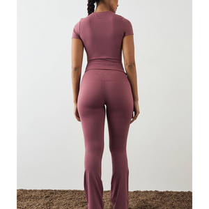 Pantalones de Yoga de Alta Calidad con Tela Elástica de Spandex para Otoño, Pantalones Acampanados de Cuatro Vías Elásticos, Leggings de Ciclismo para Mujer - Product Image 2