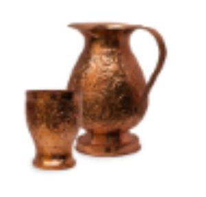 Copper jug set for ultimate <b>water</b> serving convenience metal set with <b>glasses</b> durable reusable kitchen dining drinkware - Product Image 1
