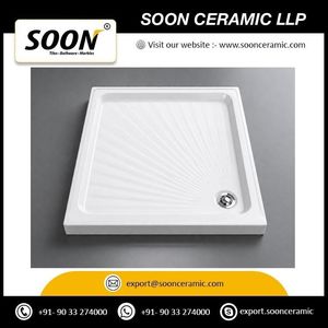 Base de Ducha Cuadrada Moderna de Acrílico Blanco Empotrada con Drenaje Automático para Baños de Hoteles y Villas - Product Image 3