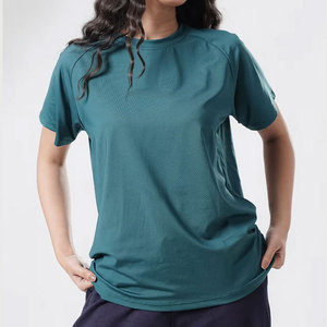 Camiseta de Yoga Deportiva de Talla Grande, Transpirable, de Verano, Ajustada, con Mangas Acampanadas, de Secado Rápido, Antipilling, Compresión, 100% Poliéster, Lisa - Product Image 5
