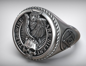 925 Sterling <b>Silver</b> Black Oxidized Owl Skull Gothic <b>Statement</b> <b>Ring</b> - Product Image 2