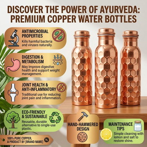 Botella de Cobre Puro con Acabado Martillado de 1000 ml, Beneficios Ayurvédicos para la Salud, a Prueba de Fugas, Ecológica, para Deportes y Gimnasio, al por Mayor - Product Image 6