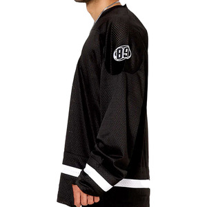 Camiseta Deportiva Negra de Malla Transpirable de Poliéster, Estilo Oversize, con Mangas Largas y Diseño Personalizado 2026 para Fútbol Americano - Product Image 6
