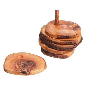 Acacia Wood <b>Coasters</b> Round With Holder Handmade Wooden <b>Coasters</b> <b>Set</b> Round Acacia Wood Cup Mats <b>Coaster</b> - Product Image 3