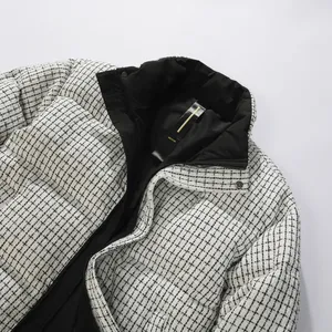 Veste matelassée réversible à carreaux pour homme, col montant, fermeture éclair, en polyester épais, idéale pour l'hiver et les tenues décontractées - Product Image 6