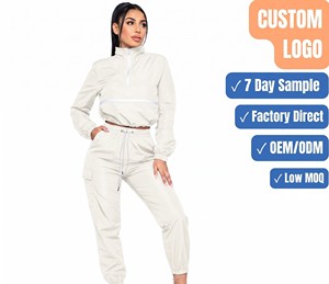 Women's Athletic Zip Up Jacket <b>Tracksuit</b> with Stretch Waist Pants Gym Training Set Custom Printing OEM Custom Logo <b>Tracksuit</b> Set - Product Image 1