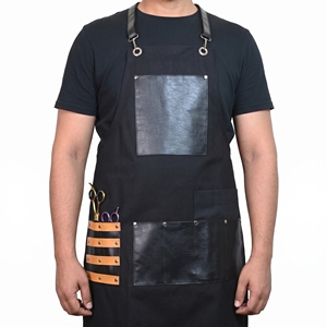 Tablier de barbier en denim et nylon avec sangle réglable et multi-poches, vêtements de travail professionnels pour salon - Product Image 1