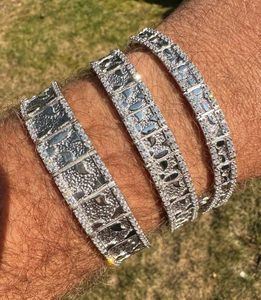 Silver Plated Geometric <b>Crystal</b> Chain <b>Bracelets</b> Unisex Party Jewelry Classic Style Alloy Bangles with Channel Setting - Product Image 1