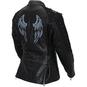 Chaqueta de Motociclista Clásica de Cuero y Textil para Mujer SAMROZ SPORTS - Uso Durante Todo el Año - Product Image 5