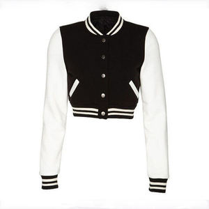 Veste varsity courte sur mesure avec manches en laine, pour femmes, en vente en ligne à prix abordable - Product Image 1