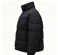 Blouson Bomber Homme Personnalisé à Col Montant, Matelassé et Rembourré, Manteau d'Hiver Coupe-Vent Chaud pour l'Extérieur, Doudoune Noire pour Homme