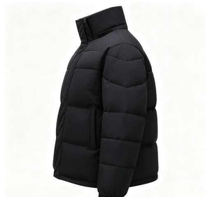 Chaqueta Bomber Personalizada para Hombre con Cuello Alto, Acolchada, Abrigo de Invierno Resistente al Viento, Chaqueta de Plumón para Exteriores, Chaqueta Negra Acolchada para Hombre - Product Image 2