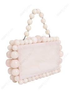 Pochette en résine marbrée avec cadre perlé et chaîne, sac de soirée de créateur pour les acheteurs en gros, OEM et sous marque privée - Product Image 4