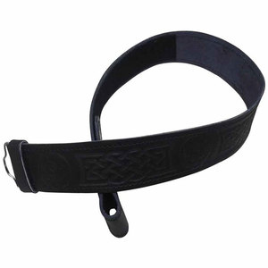 Cinturón de Kilt Escocés de Cuero Negro con Grabado de Cardo para Hebilla, Cinturones Irlandeses de Tartán para Clanes, Venta al por Mayor - Product Image 2