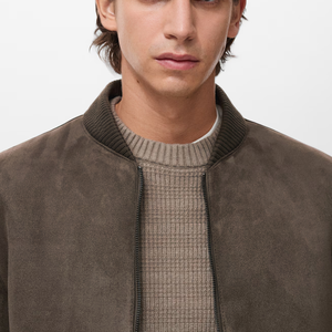 Autumn Men's Vintage Windproof Bomber Jacket with <b>Turn</b>-down Collar Polyester/Cotton Shell - Product Image 4
