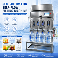 Machine de remplissage semi-automatique à 2 ou 4 buses pour liquides, eau, jus, vin, boissons – Équipement de remplissage à flux continu