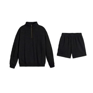 Ensemble sweat-shirt et short zippé personnalisable grande taille pour homme – Coton respirant de haute qualité – Tenue décontractée pour homme - Product Image 4