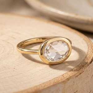 Anillo de Eternidad de Diamantes Cultivados en Laboratorio, Corte Rosa, Ovalado, Oro Sólido de 14K, Certificado IGI, de Lujo, para Mujer, al Por Mayor - Product Image 2