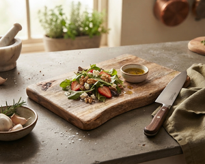 Planche à charcuterie en bois rustique naturel avec bord brut pour servir fromages et apéritifs - Product Image 6