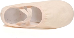 Chaussons de ballet souples en coton rose, talon plat, chaussures de danse unisexes, sangle élastique, taille 34, doublure en coton, semelle extérieure en cuir véritable - Product Image 3