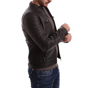 Blouson universitaire classique en cuir enduit style collégien pour homme, à capuche, col montant, avec design frontal - Product Image 2