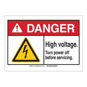 Panneau de signalisation de danger haute tension Brady pour les zones de service des équipements électriques - Product Image 1