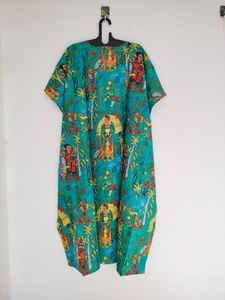Vestido Kaftan de Algodón Hecho a Mano en India, Ligero, para Playa - Product Image 6
