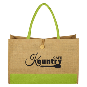Bolsa de yute verde personalizada de gran tamaño con asa de cuerda, cosas de cocina impresas, almuerzo, decoración de letras florales, logotipo personalizado - Product Image 6