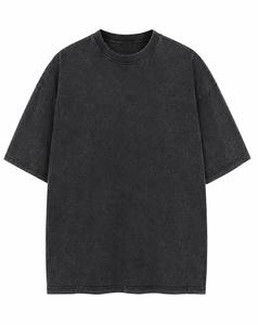 T-shirt Homme Oversize Long en Coton Lavé 100% Écologique, Col Rond, Manches Courtes, Coupe Décontractée, Couleur Unie, 220g – Meilleure Vente - Product Image 1