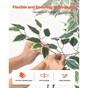 Arbre artificiel Ficus de 6 pieds de haut avec tronc en bois naturel et feuilles vertes réalistes, plante artificielle d'intérieur avec pot noir - Product Image 4