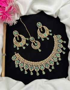 Collier choker double couche multicolore naturel, bijoux de mariage indiens, collier Bollywood avec boucles d'oreilles, haute qualité, style 2026, nouveauté - Product Image 3