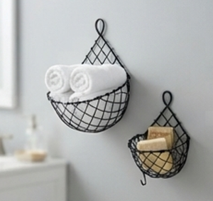 Modern Metal <b>Wire</b> <b>Hanging</b> Storage <b>Baskets</b> Geometric Design Multi-Purpose Neatening Organizers Black Color - Product Image 4