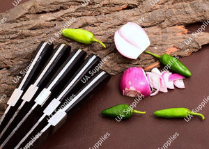 Hand Forged Damascus Steel Hammered Blade 58 HRC Razor <b>Sharp</b> Kitchen Chef <b>Set</b> Black Handle Outdoor Cooking Camping Kitchen <b>Knife</b> - Product Image 4