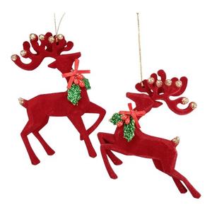 Hot sale Christmas New Year <b>Tree</b> Decoration Red <b>Light</b> Brown Beige Navy Blue Dark Brown Velvet Flocked Acrylic Reindeer Ornament - Product Image 2