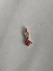 9KT Gold Natural Ruby <b>Ribbon</b> Twist Pendant - Product Image 2