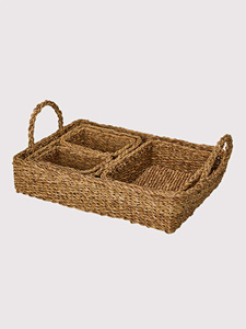 Custom Design Handmade Seagrass Storage Trays Organizer <b>Basket</b> Set Vietnam Manufacturer <b>Table</b> Organization Multifunctional Tray - Product Image 2